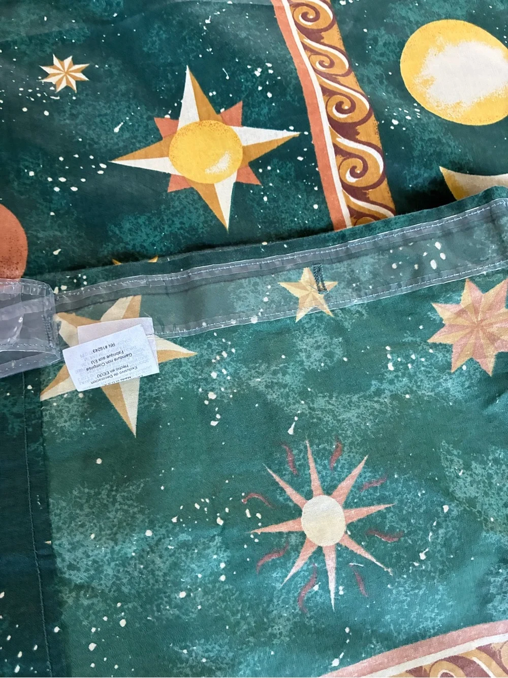 Vintage 90s Celestial Shower Curtain Made in USA Sun Moon Stars Whimsigoth Boho
